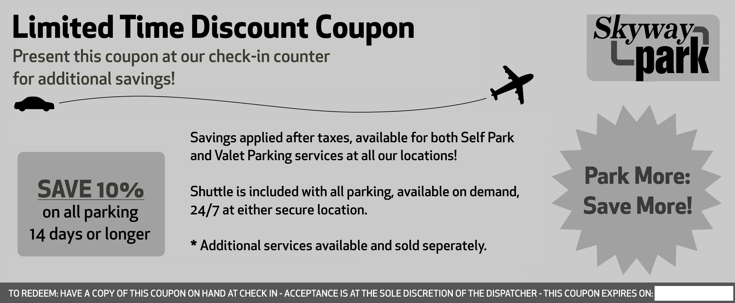 ParkingCoupon Front - Black and White